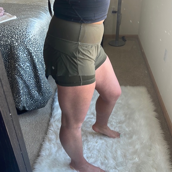 army green lululemon shorts